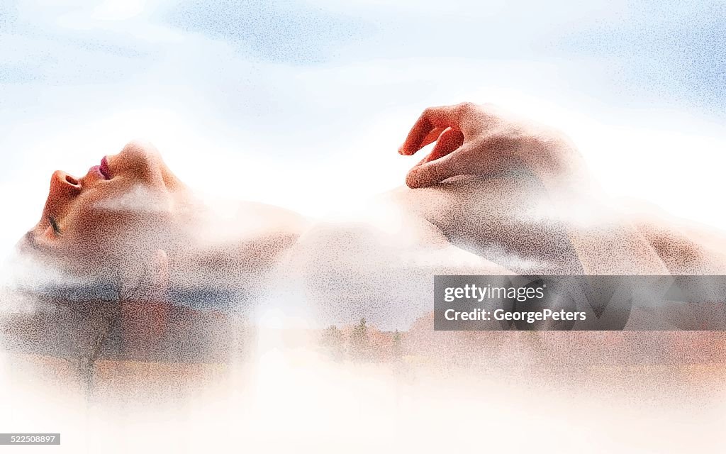 Montage of a Spiritual Woman and Autumn Meadow