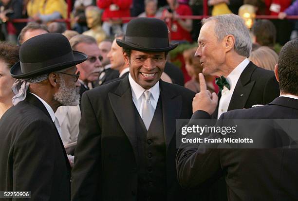 Mario Van Peebles and his father Melvin Van Peebles with Producer Director Clint Eastwood, Producers Albert S. Ruddy and Tom Rosenberg nominated for...