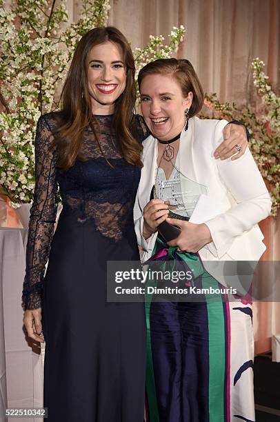 Presenter Allison Williams and honoree Lena Dunham attend the 8th Annual Blossom Ball benefiting the Endometriosis Foundation of America hosted by...