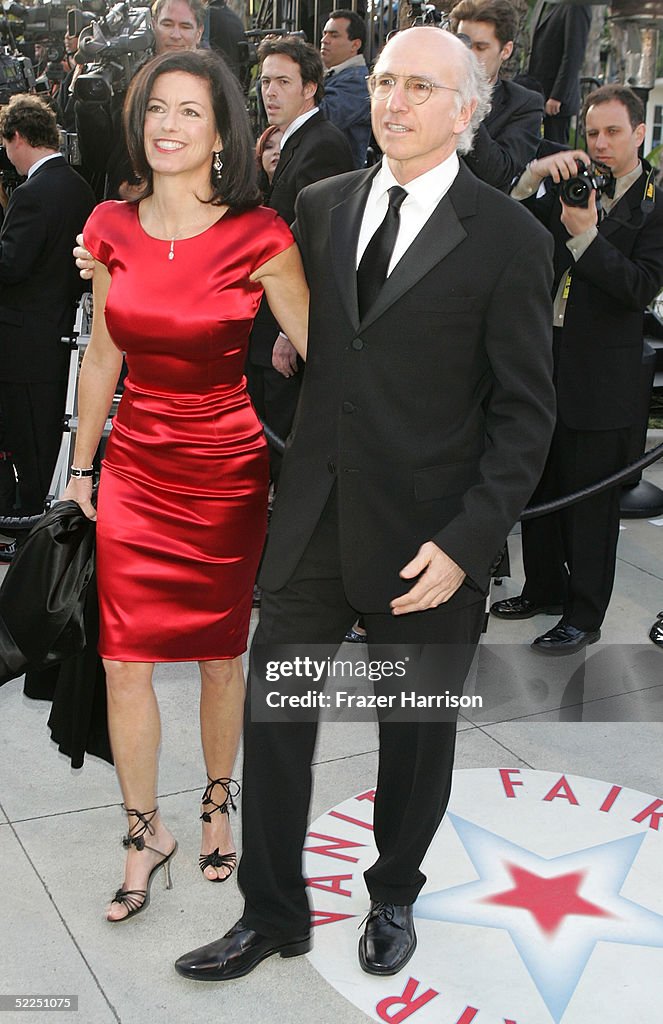 Actor Larry David and wife Laurie Lennard arrive at the Vanity Fair
