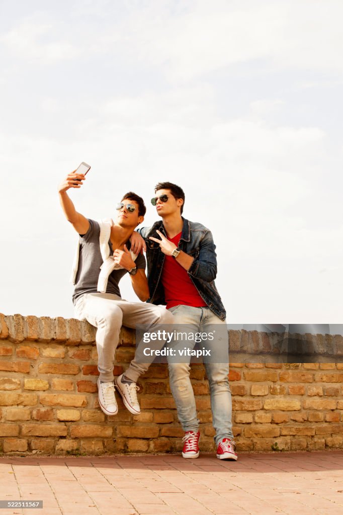 Two friends taking a selfie