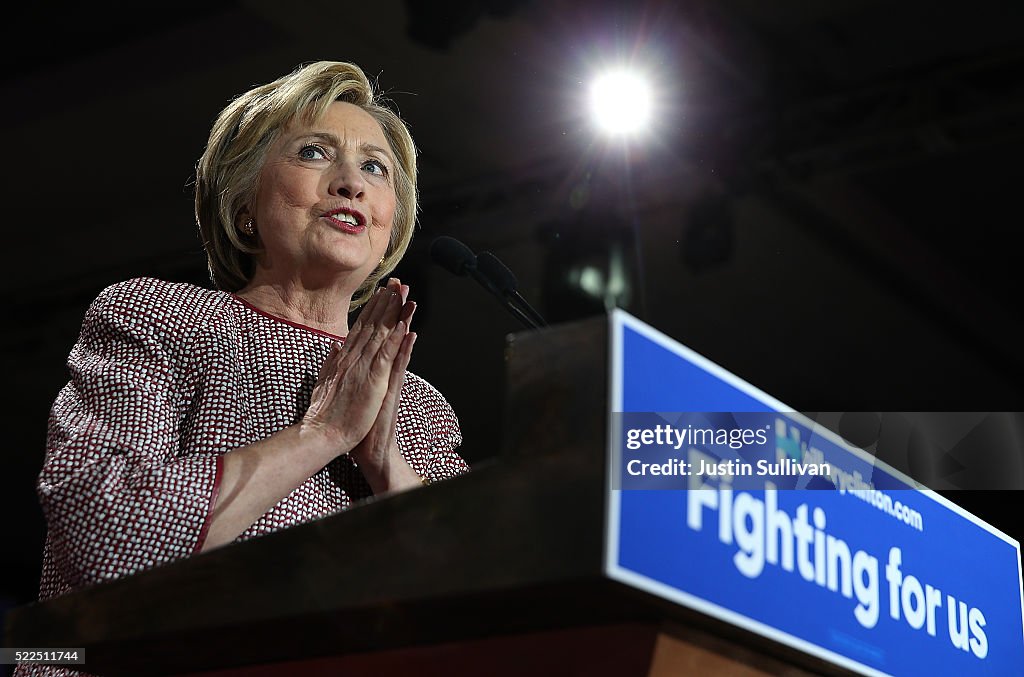 Hillary Clinton Holds New York Primary Night Gathering In Manhattan