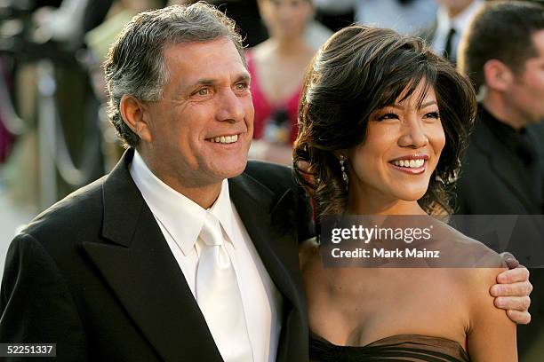 Co-president and co-chief operating officer of Viacom and Chairman and Chief Executive Officer of CBS, Les Moonves and wife Julie Chen arrive at the...