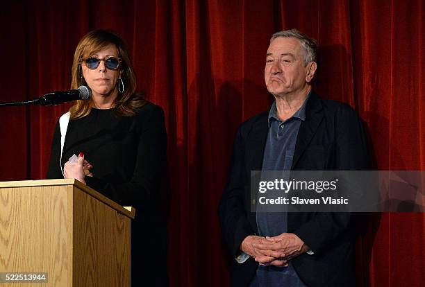 Co-founders of Tribeca Film Festival Jane Rosenthal and Robert De Niro attend Directors Brunch at 2016 Tribeca Film Festival at City Winery on April...