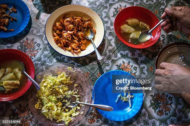 An Iban lunch is served in a traditional longhouse in the village of Ensika in Simunjan district, Sarawak, Malaysia, on Saturday, April 16, 2016....