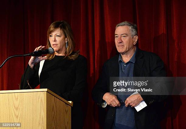 Co-founders of Tribeca Film Festival Jane Rosenthal and Robert De Niro attend Directors Brunch at 2016 Tribeca Film Festival at City Winery on April...