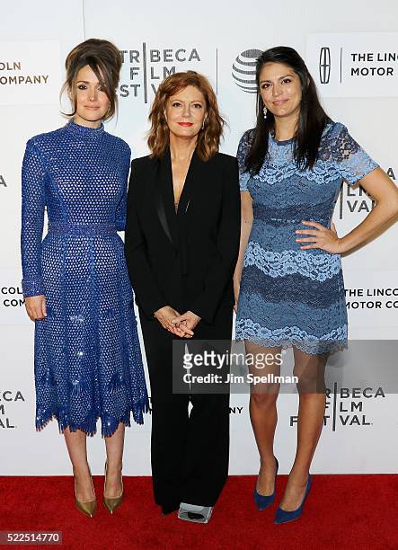 Actresses Rose Byrne, Susan Sarandon and Cecily Strong attend the 2016 Tribeca Film Festival- "The Meddler" premiere - at John Zuccotti Theater at...