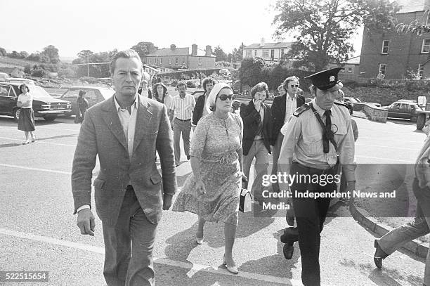 Killing of Lord Louis Mountbatten by and IRA explosion at Mullaghmore,Co. Sligo. Lady Pamela Hicks ,daughter of Lord Mountbatten with her husband Mr....