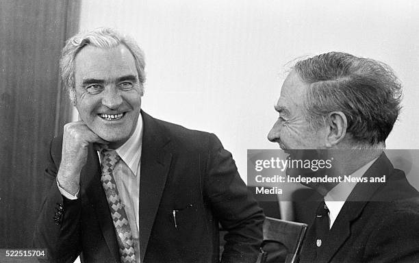 Mr. Brendan Corish and Mr. Liam Cosgrave in good spirits following their meeting in Leinster House, circa March 1973. . 373-99.