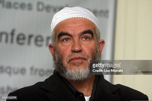 Leader of the radical northern wing of the Islamic Movement in Israel, Sheikh Raed Salah, is seen during a press conference on March 10, 2008 in...