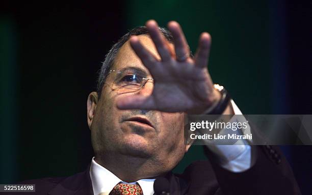 Israeli Defence Minister Ehud Barak speaks during a conference on November 17, 2008 in Jerusalem, Israel.