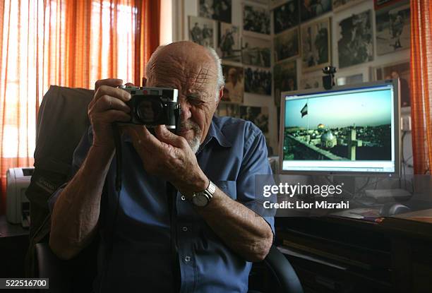 Israeli photographer David Rubinger in his house on June 05, 2008 in Jerusalem, Israel.