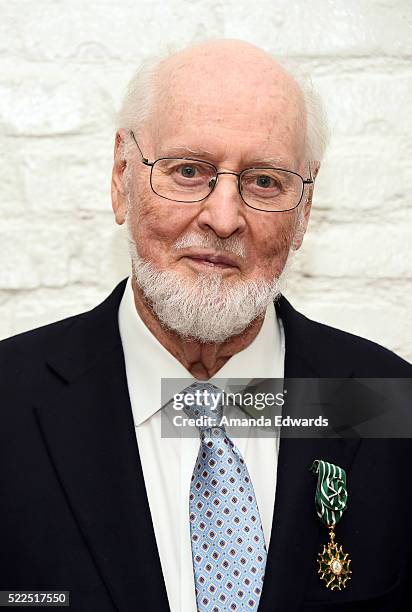 Composer and honoree John Williams attends the l'Ordre National des Arts et Lettres Awards Ceremony at the Consulate General of France on April 19,...