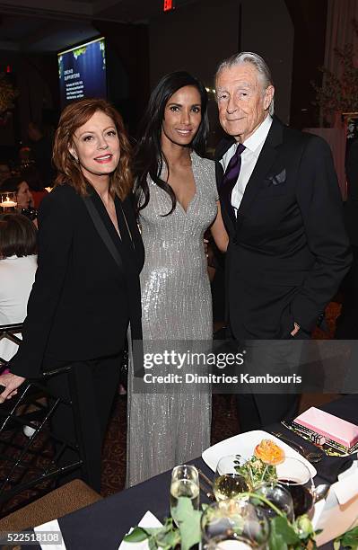 Honoree Susan Sarandon, EFA co-founder and host Padma Lakshmi and director Joel Schumacher attend the 8th Annual Blossom Ball benefiting the...