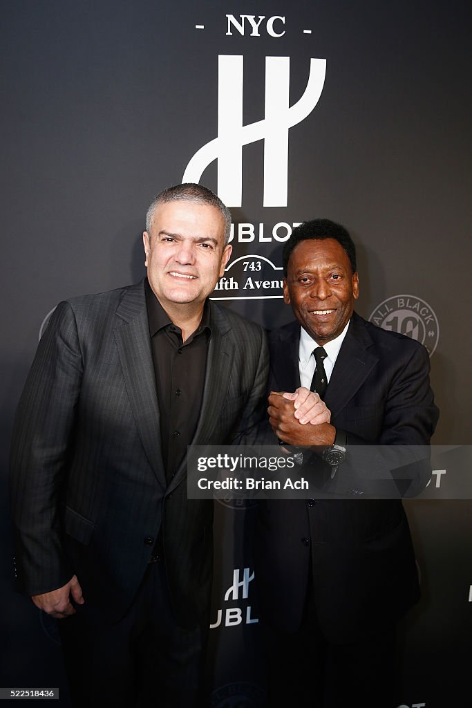 CEO of Hublot Ricardo Guadalupe and soccer ledgend Pele attend