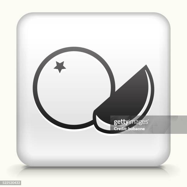 square button with fruit royalty free vector art - lemon slice white background stock illustrations