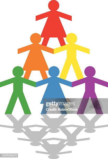 male andfemale rainbow pyramid - paper puppet stock illustrations