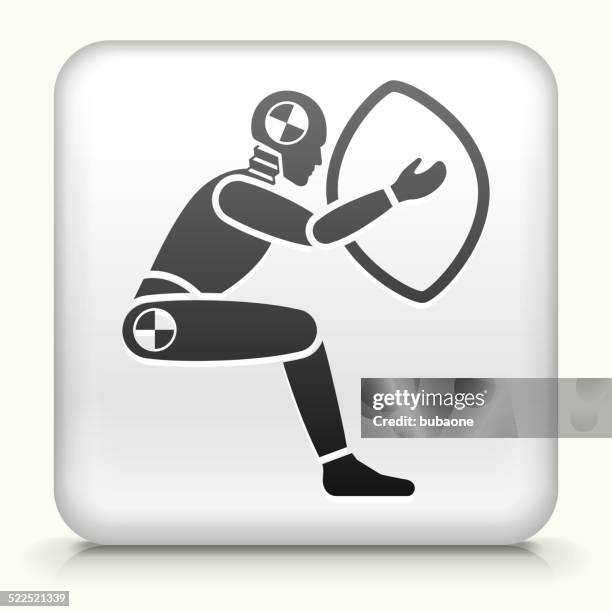 square button with airbag test - airbag test stock illustrations