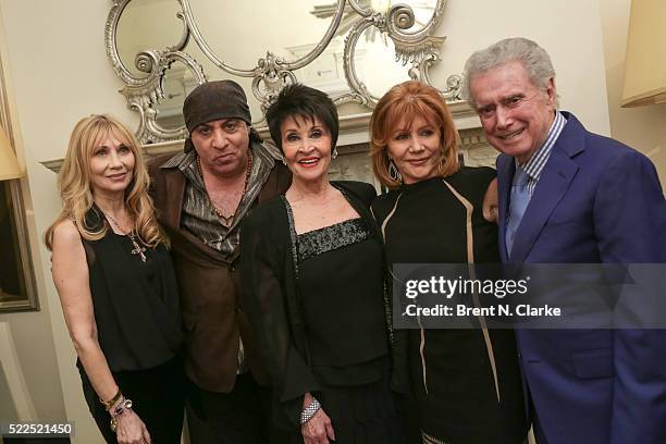 Singer/dancer Chita Rivera poses for photographs with Maureen Van Zandt, Steven Van Zandt, Joy Philbin and Regis Philbin following her debut...