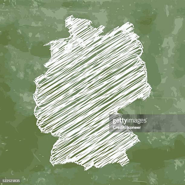germany map on green chalkboard background - silver star border stock illustrations