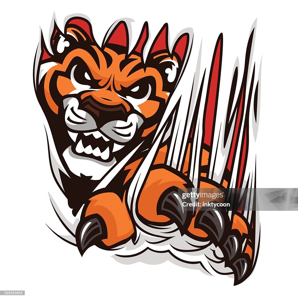 Angry Tiger Mascot, Isolated vector logo illustration Stock Vector
