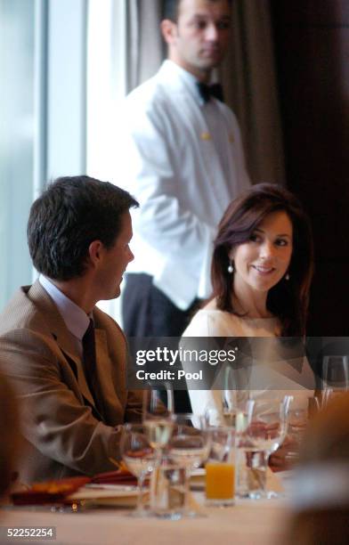 Crown Prince Frederik of Denmark and HRH Crown Princess Mary listen to a speech by Premier Bob Carr during the New South Wales Premier's State...