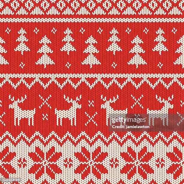 nahtlose weihnachten muster gestrickt - wool stock-grafiken, -clipart, -cartoons und -symbole