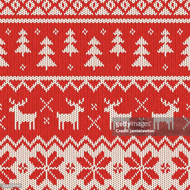 bildbanksillustrationer, clip art samt tecknat material och ikoner med seamless knitted christmas pattern - christmas sweater