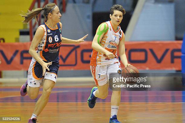 Naples's playmaker Emanuela Moretti in action during the match of round of Playoffs Series A women's basketball regular season's Saces Mapei Napoli...