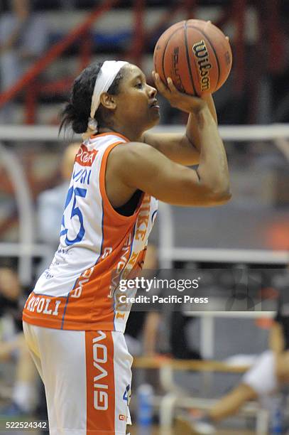 Naples's guard Noelle Quinn in action during the match of round of Playoffs Series A women's basketball regular season's Saces Mapei Napoli versus...
