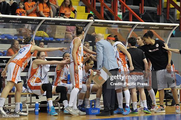 Naples's time-out during the match of round of Playoffs Series A women's basketball regular season's Saces Mapei Napoli versus Fixi Piramis Torino....