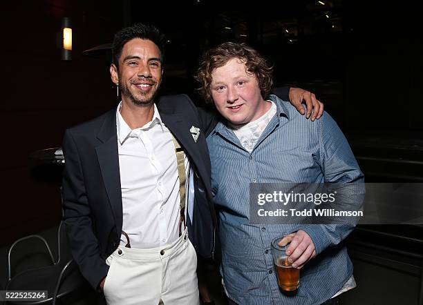 Hector Jimenez and Joey Morgan attend Pantelion's "Compadres" U.S. Premiere on April 19, 2016 in Los Angeles, California.