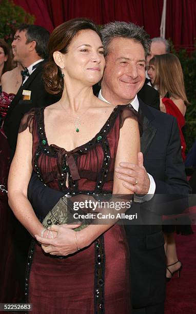 Actor Dustin Hoffman and his wife Lisa Hoffman arrive at the 77th Annual Academy Awards at the Kodak Theater on February 27, 2005 in Hollywood,...