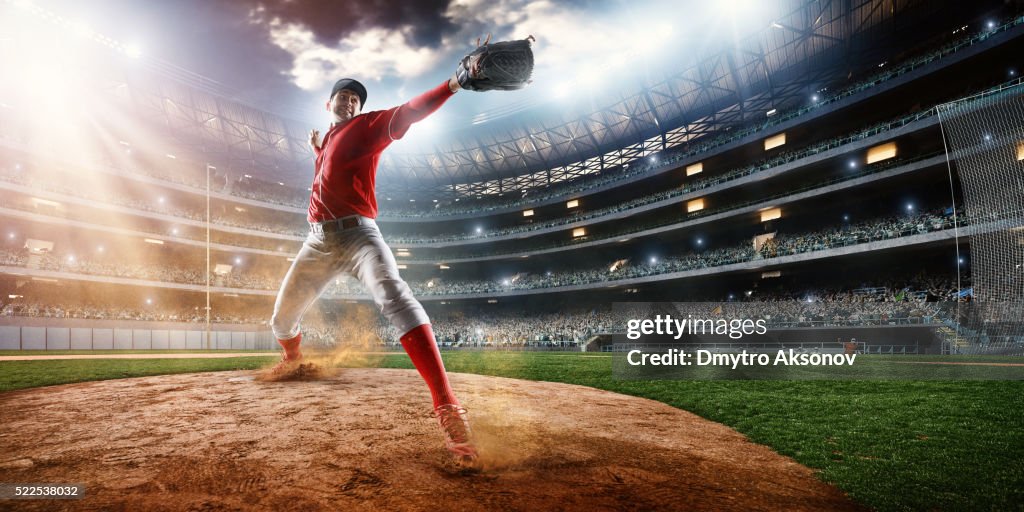 Lanceur de Baseball au stade