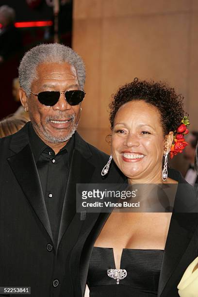 Actor Morgan Freeman and wife Myrna Colley-Lee arrive at the 77th Annual Academy Awards at the Kodak Theater on February 27, 2005 in Hollywood,...