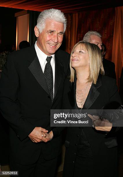 Actors James Brolin and wife Barbra Streisand attend the Governors Ball after the 77th Annual Academy Awards at The Highlands on February 27, 2005 in...