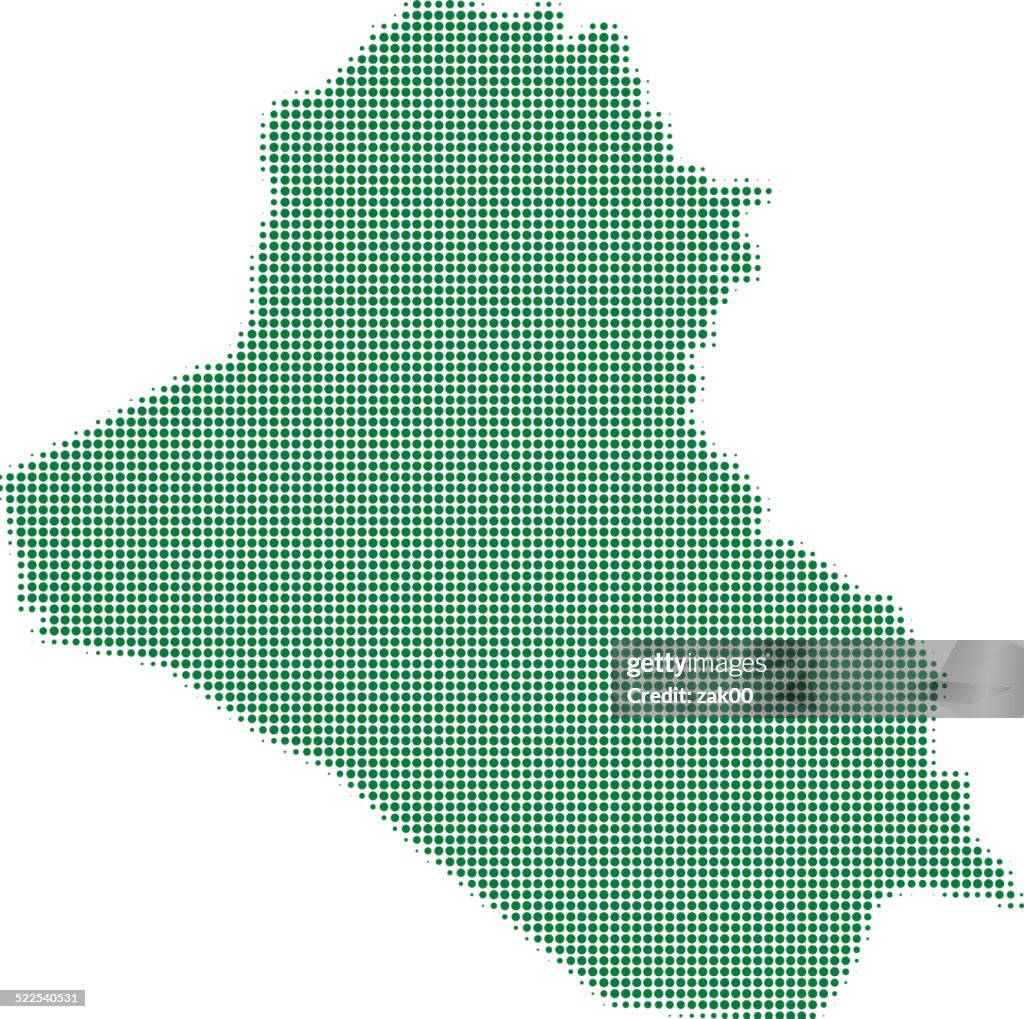 Iraq Map Green Dot Pattern