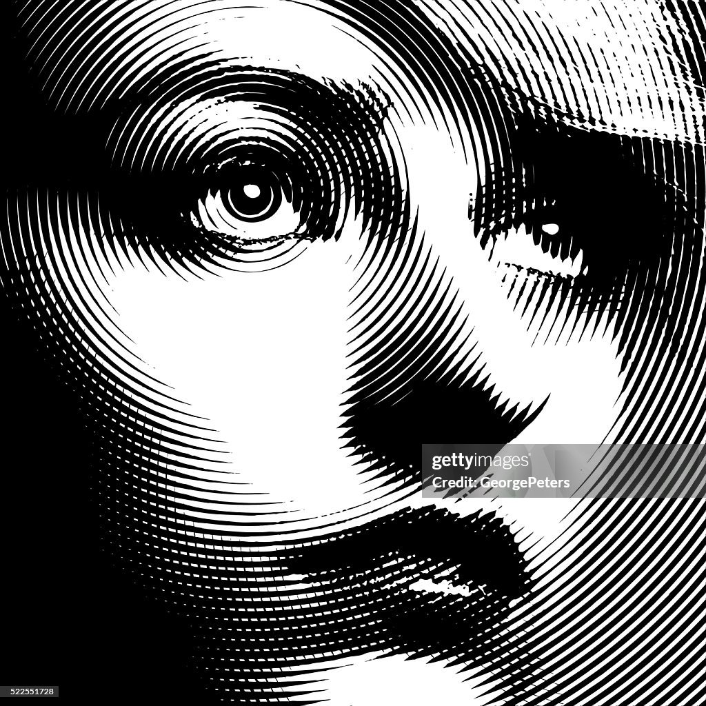 Line art Close up of a woman's face