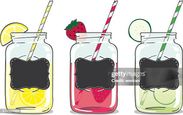 mason jar drinks - cucumber cocktail stock illustrations
