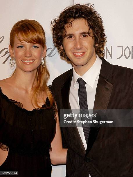 Actress January Jones and singer Josh Groban arrive at the 13th Annual Elton John Aids Foundation Academy Awards Viewing Party at the Pacific Design...