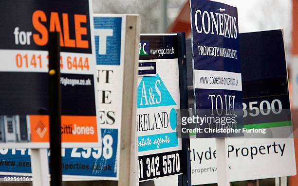 For Sale boards advertise property for sale on February 28, 2005 in Glasgow, Scotland. The Liberal Democrats have unveiled their plans for the...