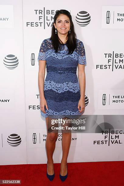 Actress Cecily Strong attends the premiere of "The Meddler" at Borough of Manhattan Community College during the 2016 TriBeCa Film Festival on April...