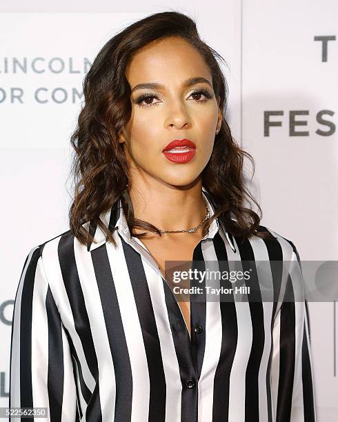 Actress Megalyn Echikunwoke attends the premiere of "The Meddler" at Borough of Manhattan Community College during the 2016 TriBeCa Film Festival on...