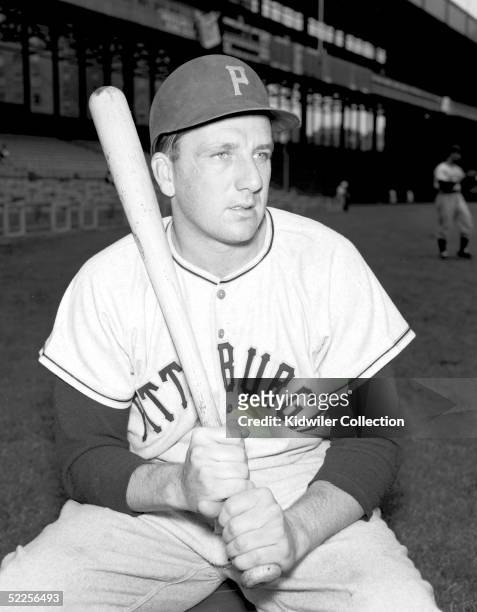 S: Outfielder Ralph Kiner of the Pittsburgh Pirates, poses for a portrait prior to a 1950's game against the New York Giants at the Polo Grounds in...