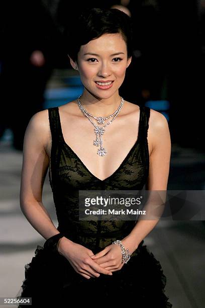 Actress Ziyi Zhang arrives at the Vanity Fair Oscar Party at Mortons on February 27, 2005 in West Hollywood, California.