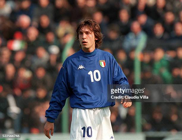 Andrea Pirlo of Italy U21 in action during Under 21 qualification round match between Italy and Bielorussia played at Rubens Fadini stadium on March...