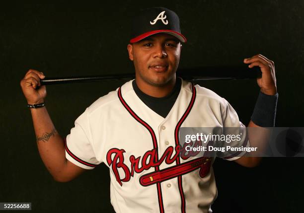 Andruw Jones of the Atlanta Braves poses during photo day at Cracker Jack Stadium on February 28, 2005 in Kissimmee, Florida.