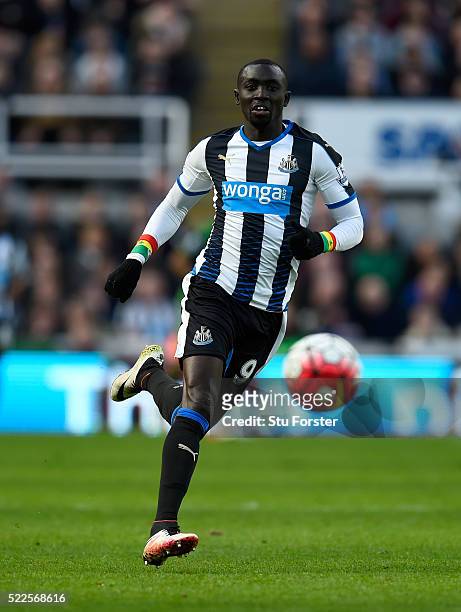 Newcastle striker Papiss Cisse in action during the Barclays Premier League match between Newcastle United and Swansea City at St James' Park on...