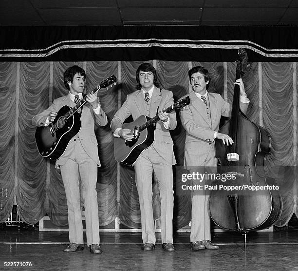 Dublin born easy listening vocal trio The Bachelors, from left to right, Declan Cluskey, Conleth Cluskey and John Stokes, in Manchester circa 1970.