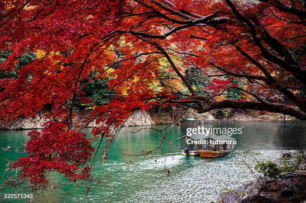 arashiyama in autumn in kyoto japan - arashiyama ストックフォトと画像